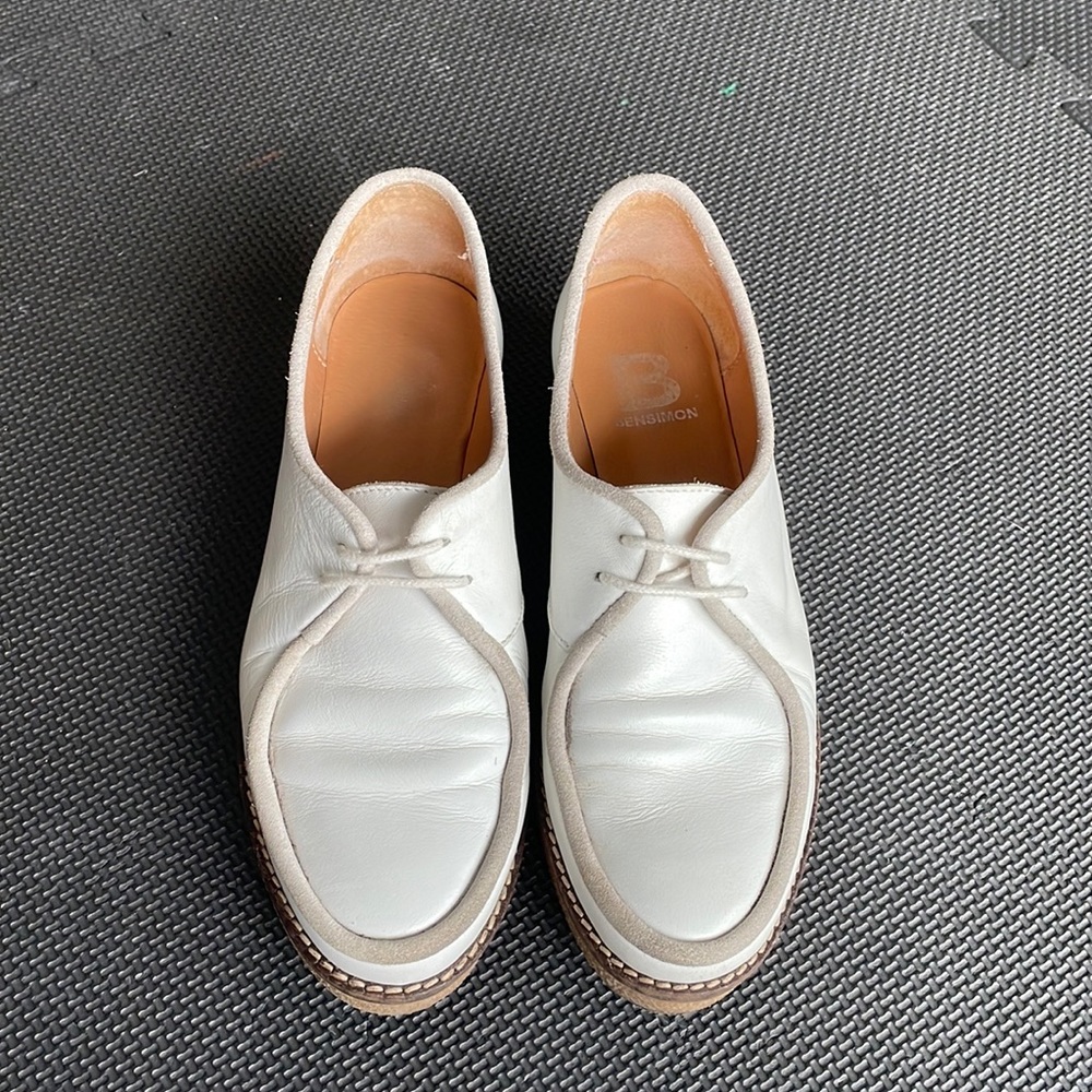 White leather loafer lace up